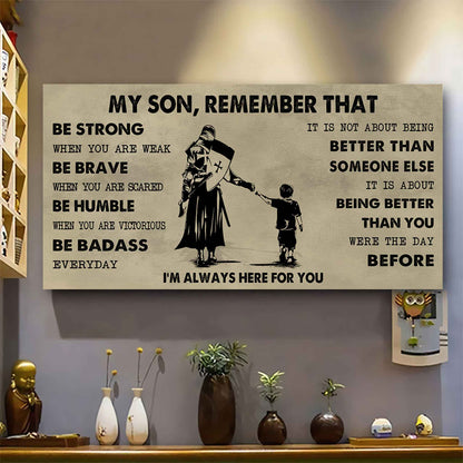 Personalized DRB Poster Canvas - My Son Remember That Be Strong When You Are Weak Be Badass Everyday