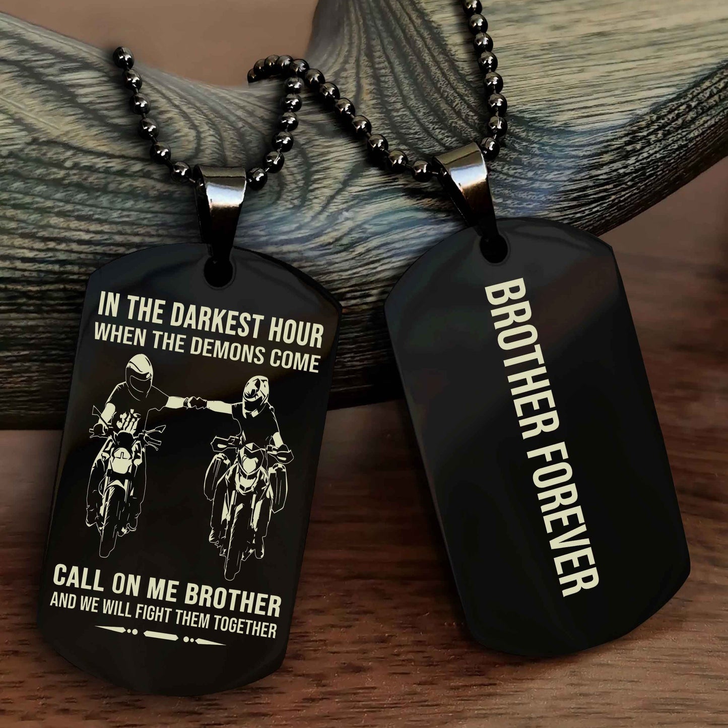 Biker Customizable engraved black dog tag double sided gift from brother, brother forevers