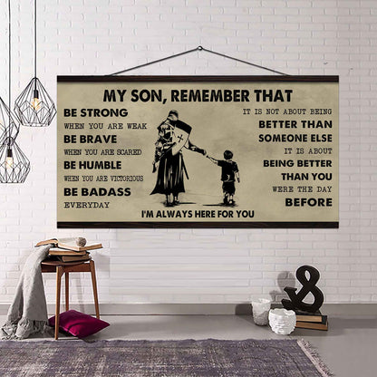 Personalized DRB Poster Canvas - My Son Remember That Be Strong When You Are Weak Be Badass Everyday