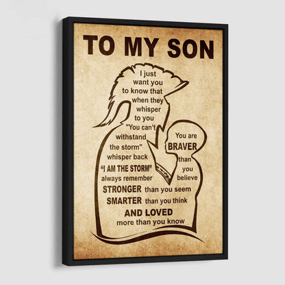 Personalized Family Poster Canvas I Just Want You To Know That - I Am The Storm To My Son Gift From Dad Gift For Your Son
