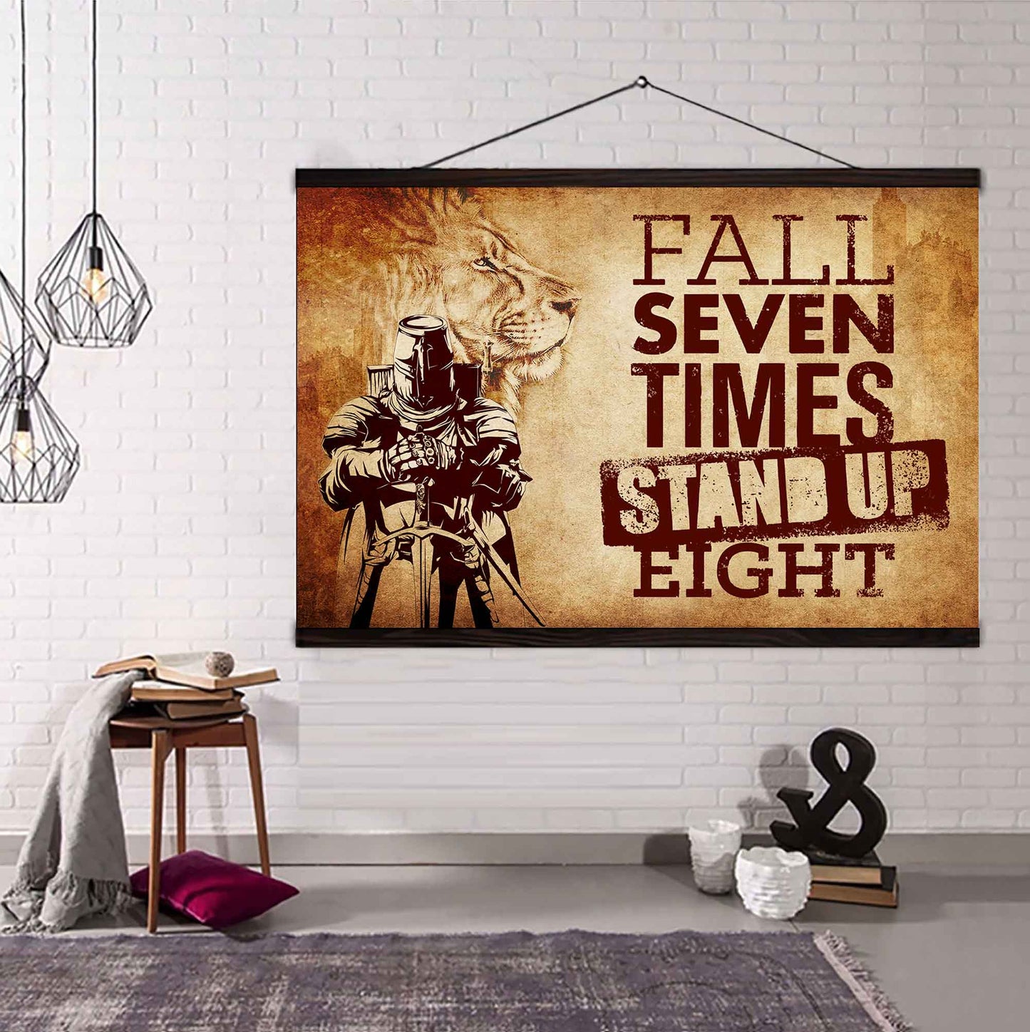 Knight Templar Poster Canvas Fall Down Seven Times Stand Up Eight