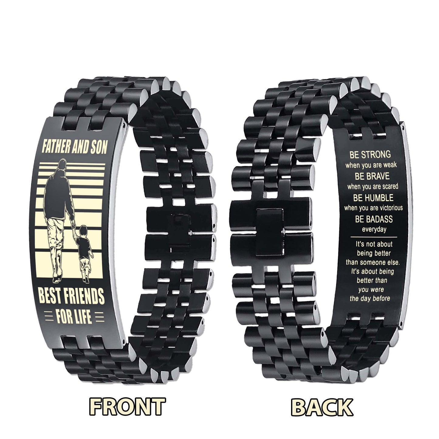 GK ANT Personalized Double Sided Bracelet Father And Son Best Friends For Life - Message on the back side