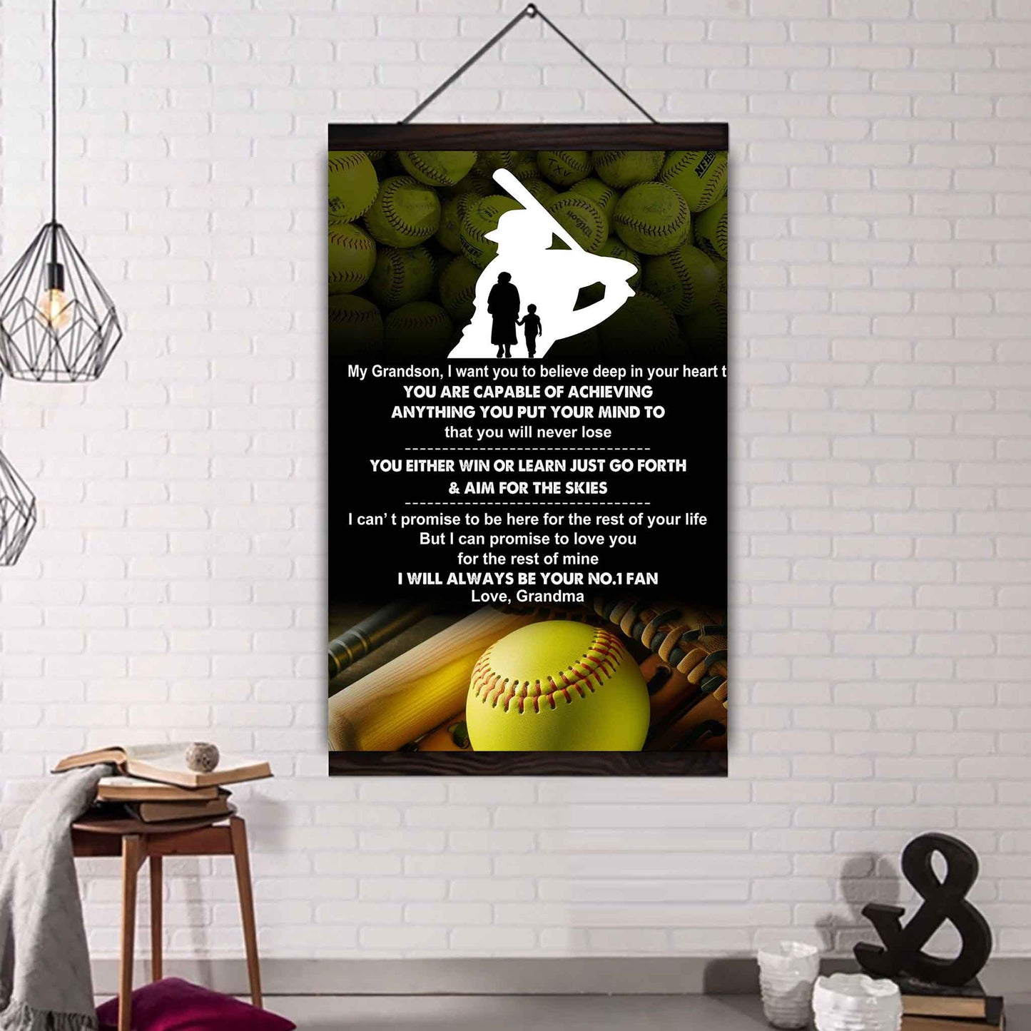 Sport Basketball Poster Canvas Grandma To Grandson - That You Will Never Lose You Either Win Or Learn I Will Always Your No 1 Fan