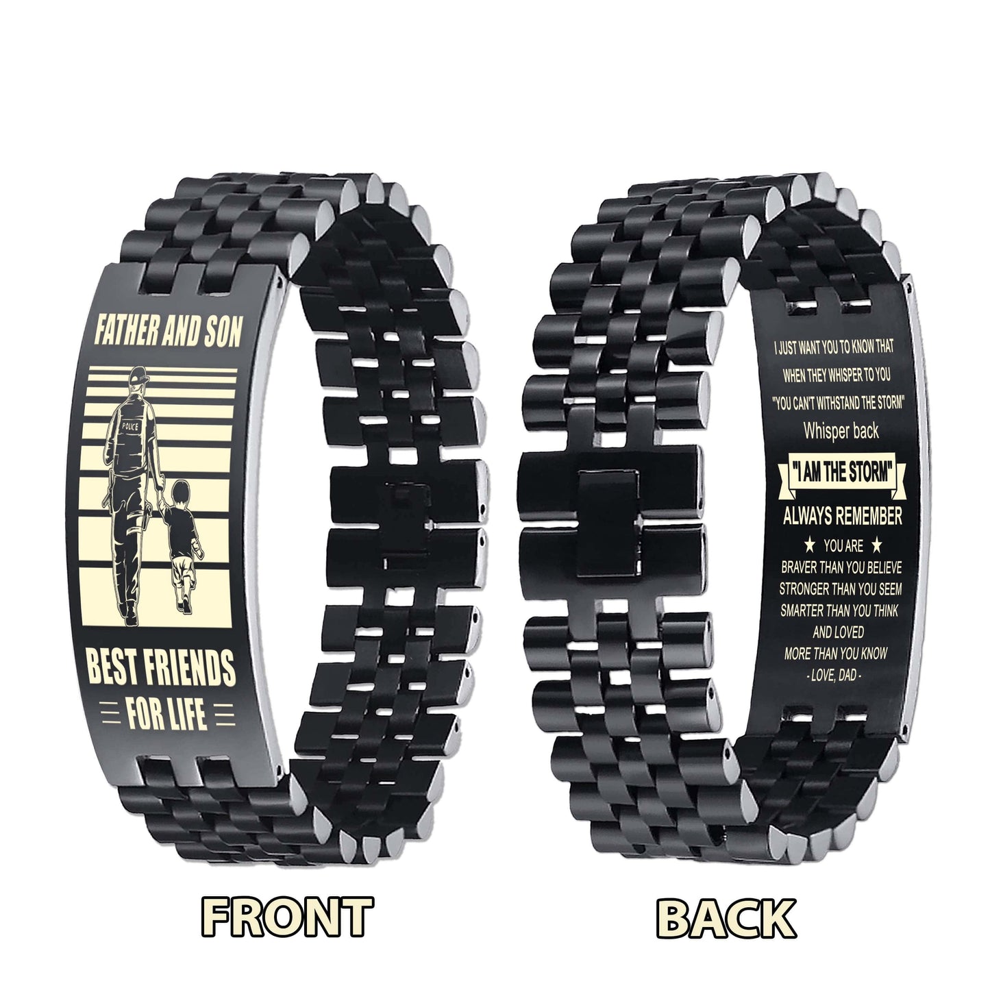 GK ANT Personalized Double Sided Bracelet Father And Son Best Friends For Life - Message on the back side