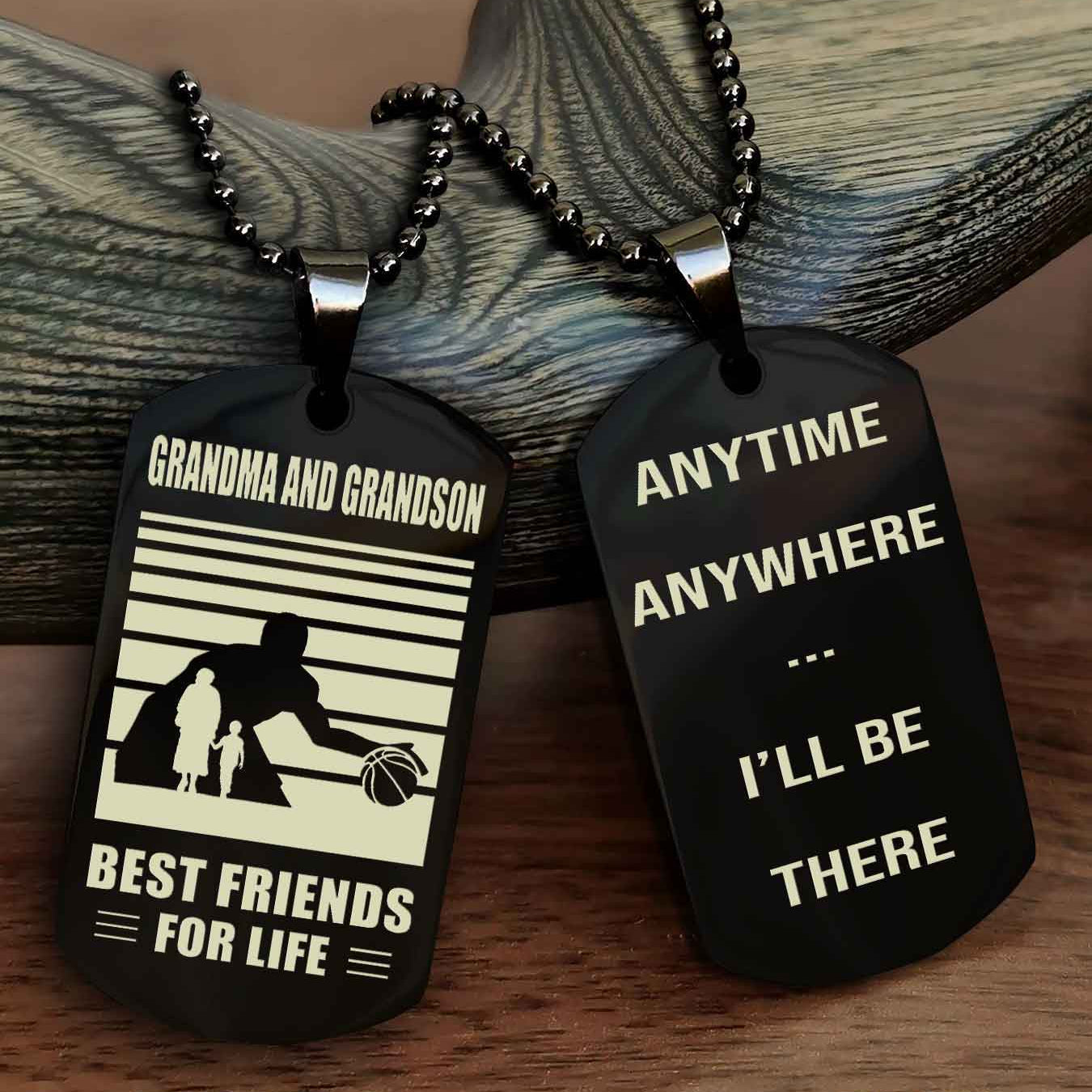 Sport Personalized Double Sided Dog Tag Grandpa And Grandson Best Friend For Life - Anytime Anywhere I Will Be There