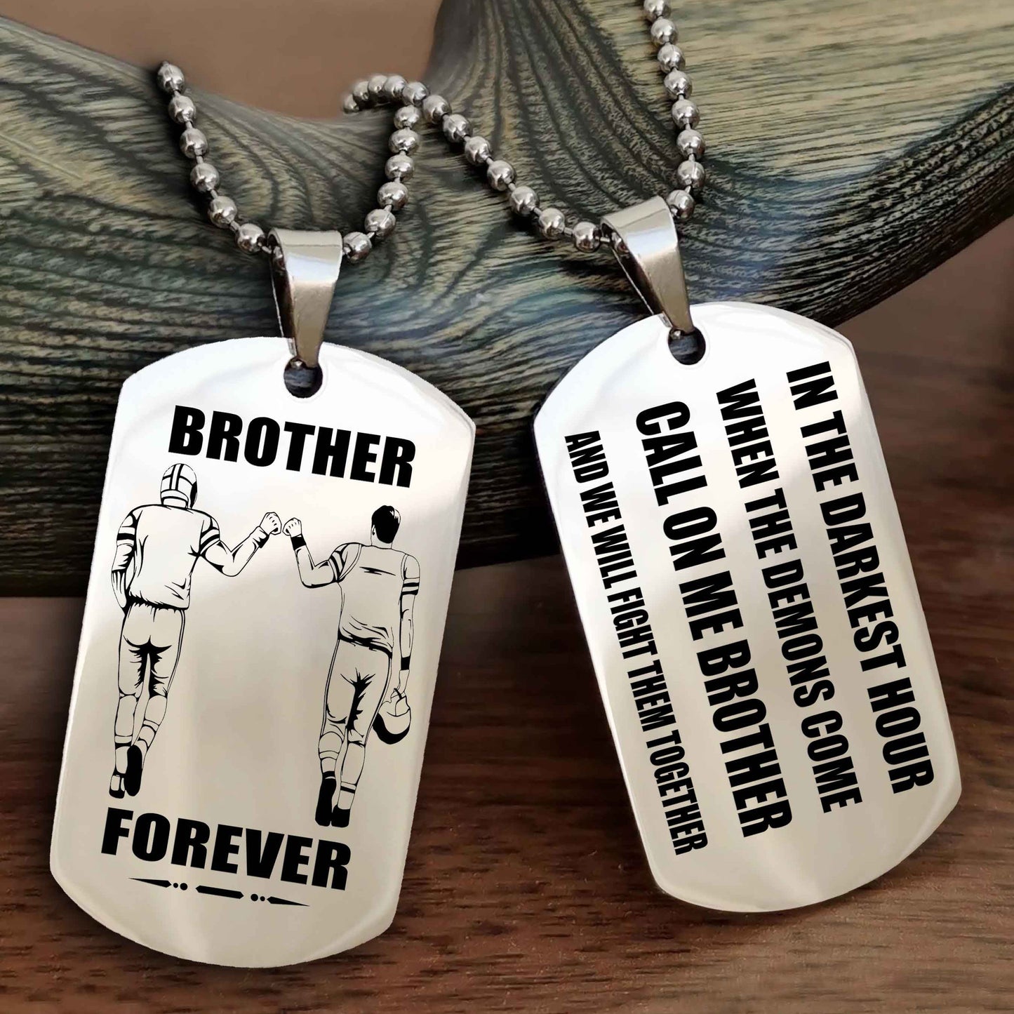 Viking Engraved Double Sided Dog Tag Call On Me Brother NAG Brothers Forever We Will Fight Them Together