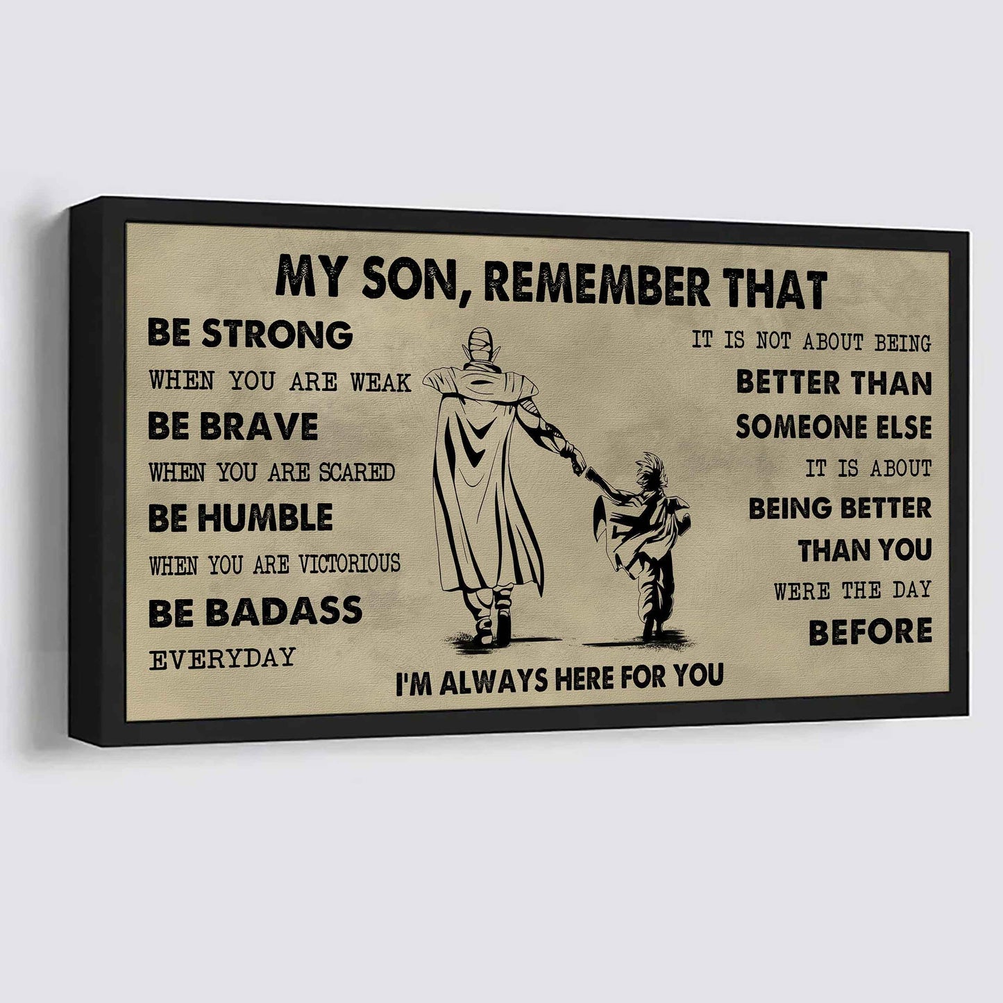 Personalized DRB Poster Canvas - My Son Remember That Be Strong When You Are Weak Be Badass Everyday