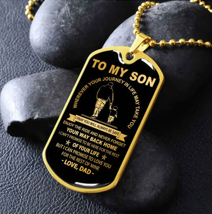 DRB Military Chain 18K Gold Plated Silver Plated To My Son Never Forget Your Way Back Home