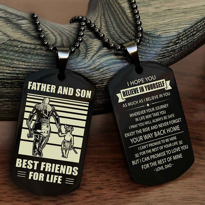 Viking Personalized Double Sided Dog Tag Black To My Son I Love You - Enjoy The Ride And Never Forget Your Way Back Home From