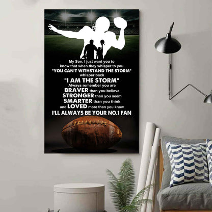Baseball Poster Canvas Dad To Son - Whisper Back I Am The Storm I Will Always Your No 1 Fan