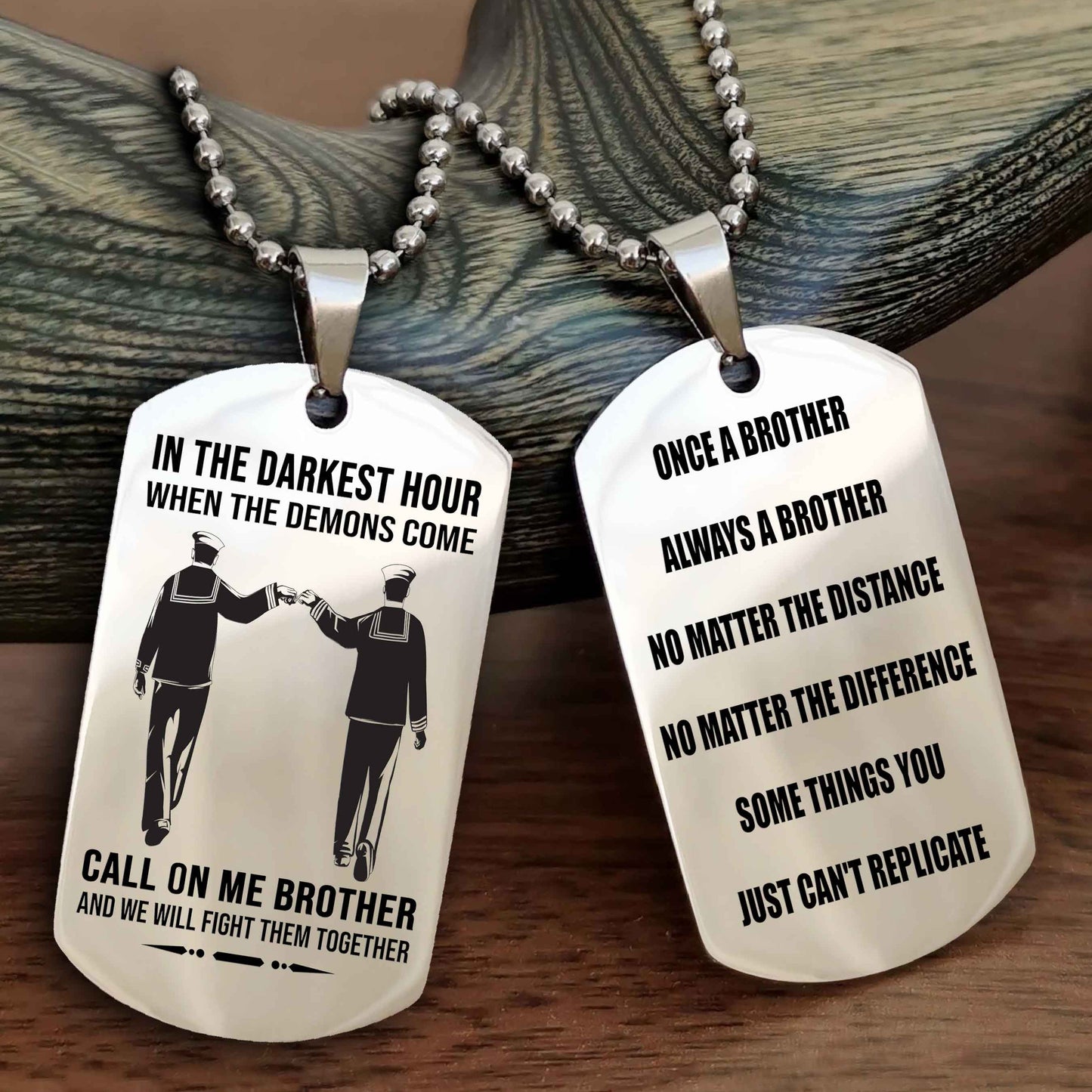 Customizable engraved dog tag double sided gift from brother Once A Brother Always A Brother