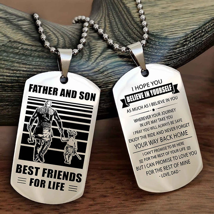 DRB Personalized Double Sided Dog Tag Silver To My Son I Love You - Enjoy The Ride And Never Forget Your Way Back Home From