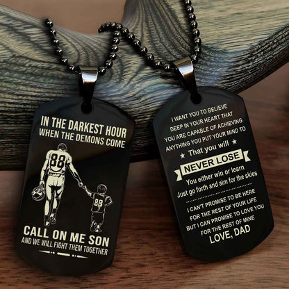 DRB Double Sided Dog Tag Call On Me Son - Gift For Son From Dad You Will Never Lose You Either Win Or Learn