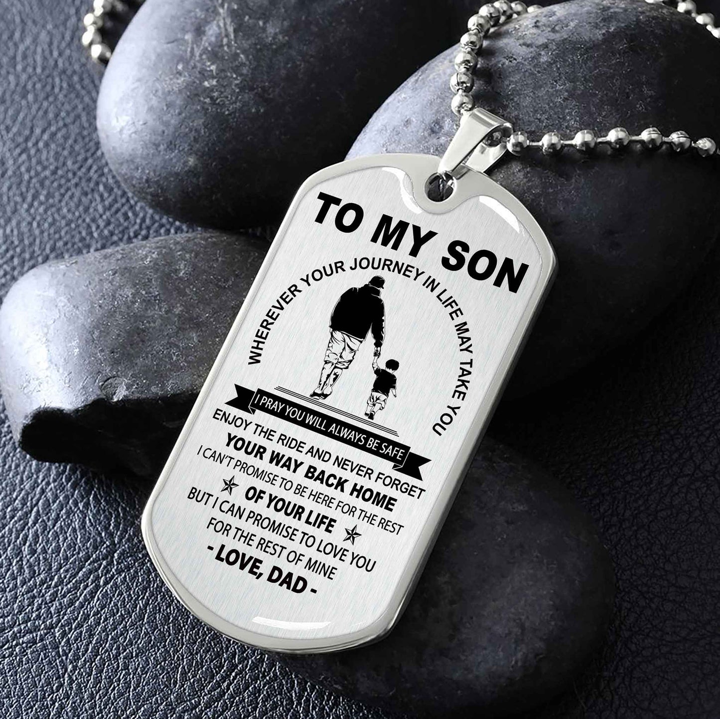 DRB Military Chain 18K Gold Plated Silver Plated To My Son Never Forget Your Way Back Home