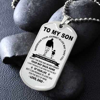 DRB Military Chain 18K Gold Plated Silver Plated To My Son Never Forget Your Way Back Home