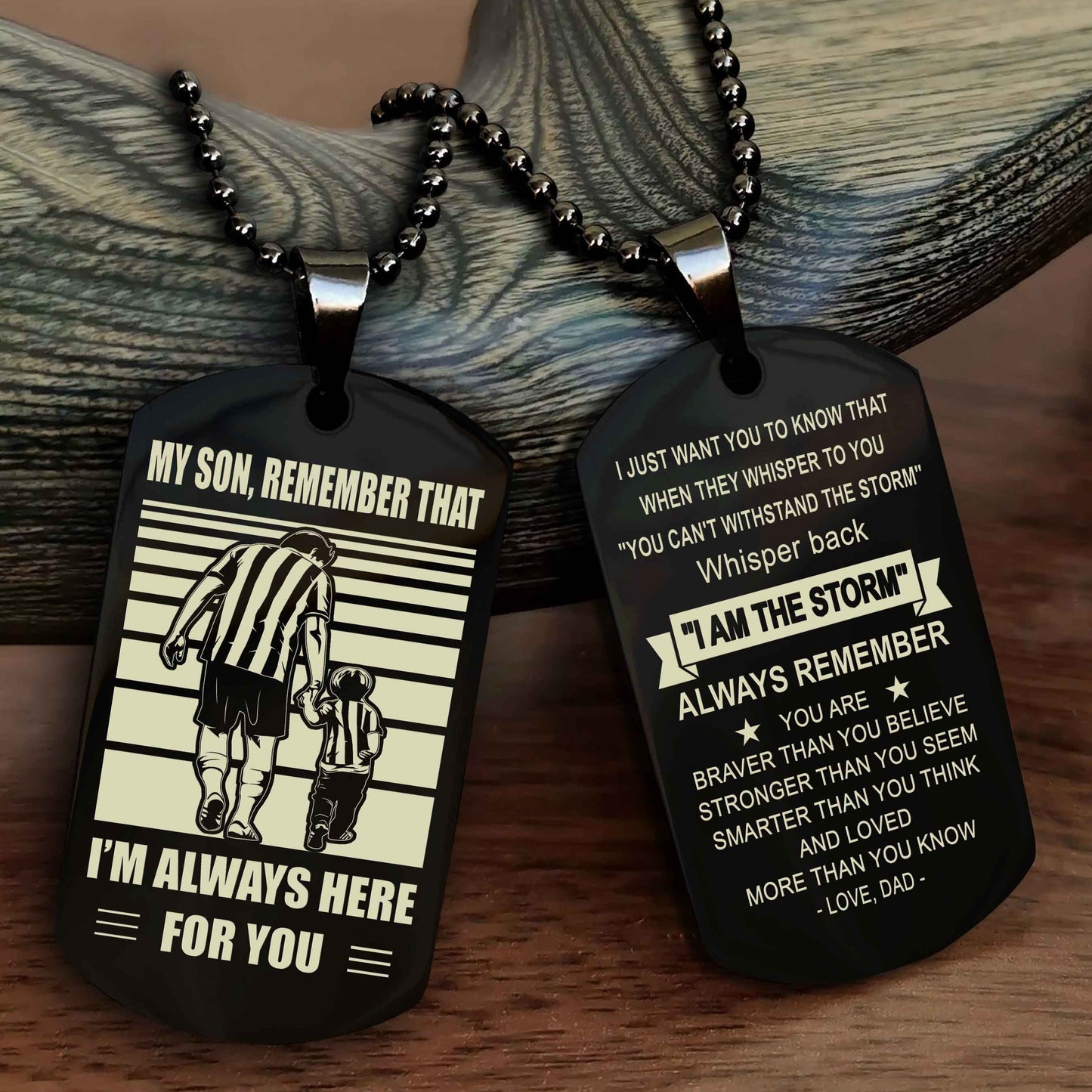 DRB Personalized Double Sided Dog Tag My Son Remember That I Will Always Here Whisper Back I Am The Storm