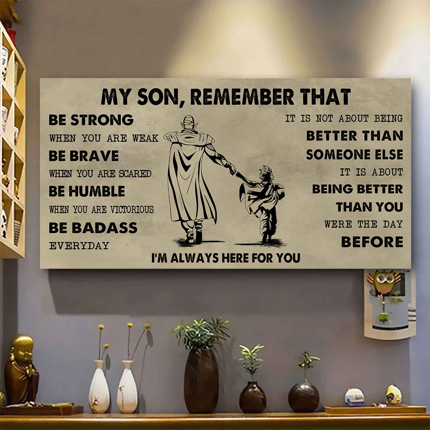 Personalized DRB Poster Canvas - My Son Remember That Be Strong When You Are Weak Be Badass Everyday