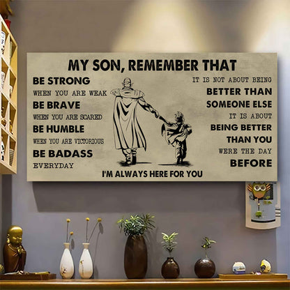 Personalized DRB Poster Canvas - My Son Remember That Be Strong When You Are Weak Be Badass Everyday