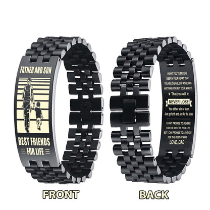 GK WBH WBH Personalized Double Sided Bracelet Father And Son Best Friends For Life - Message on the back side
