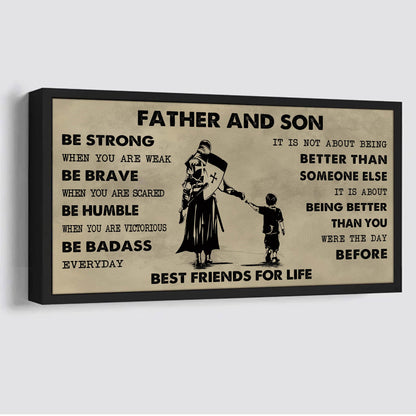 Samurai Father And Son Best Friends For Life - Be Strong When You Are Weak Poster Canvas Gift For Son From Father