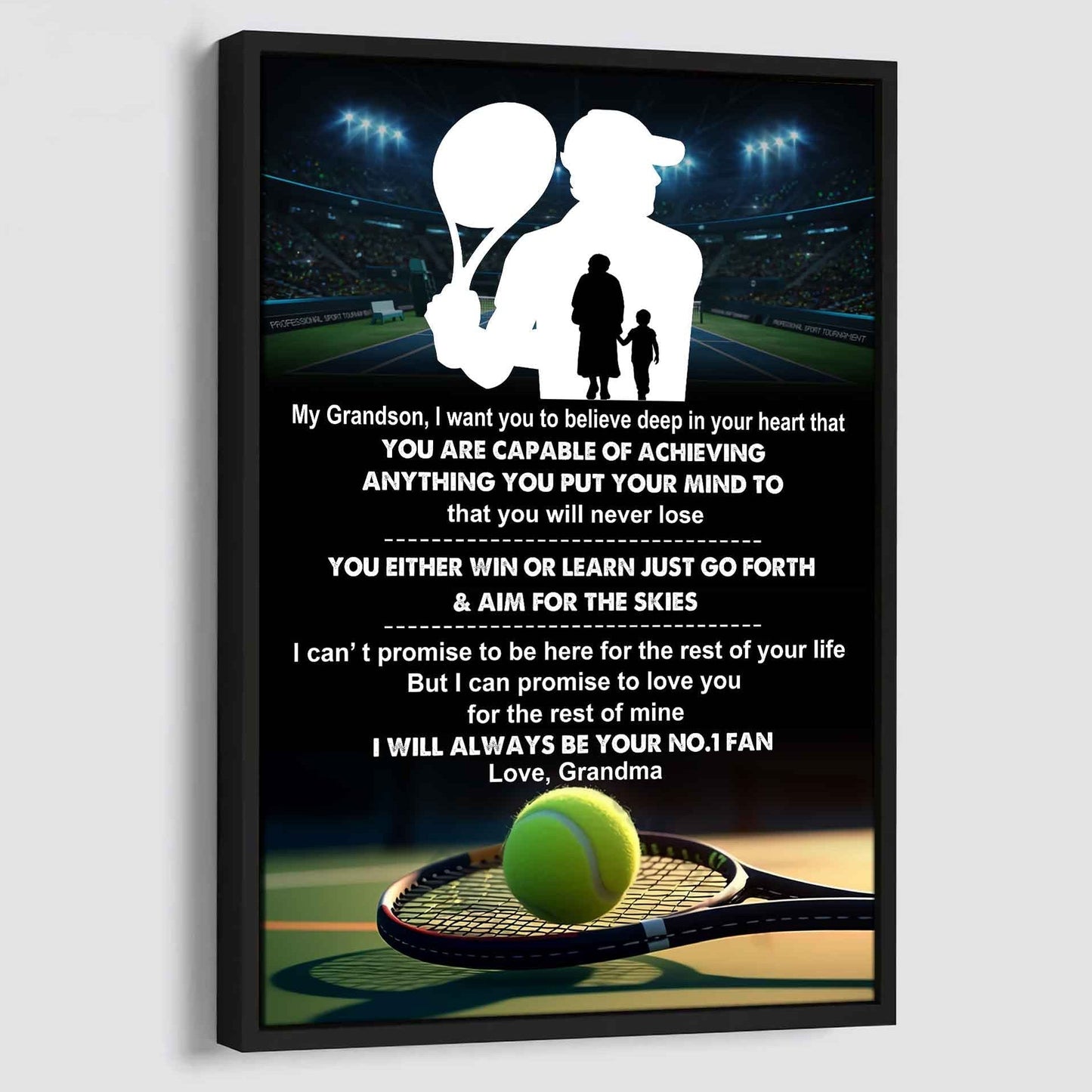 Baseball Poster Canvas Grandma To Grandson - That You Will Never Lose You Either Win Or Learn I Will Always Your No 1 Fan