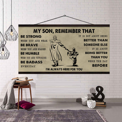 Personalized DRB Poster Canvas - My Son Remember That Be Strong When You Are Weak Be Badass Everyday