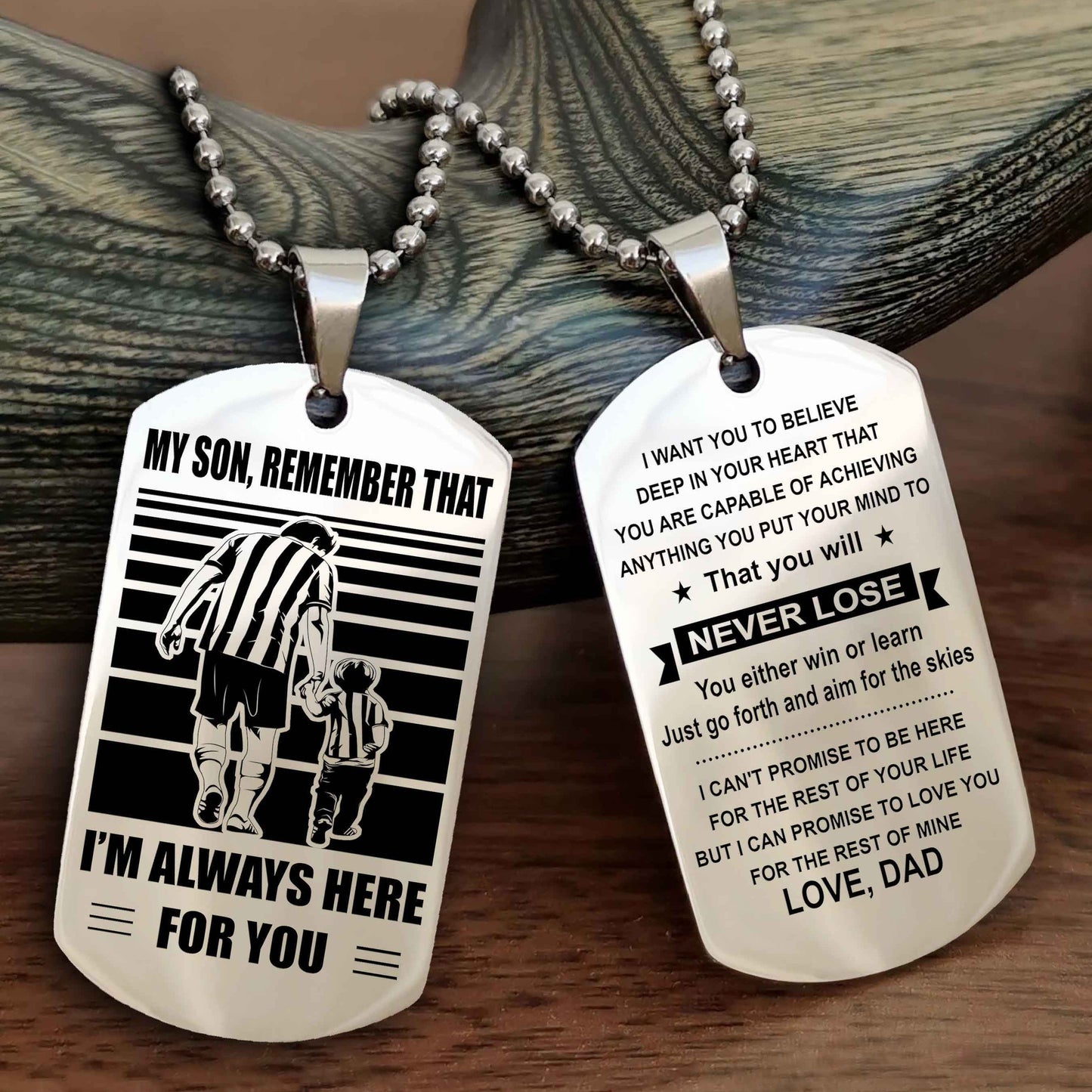 DRB Personalized Double Sided Dog Tag My Son Remember That I Will Always Here You Will Never Lose You Either Win Or Learn