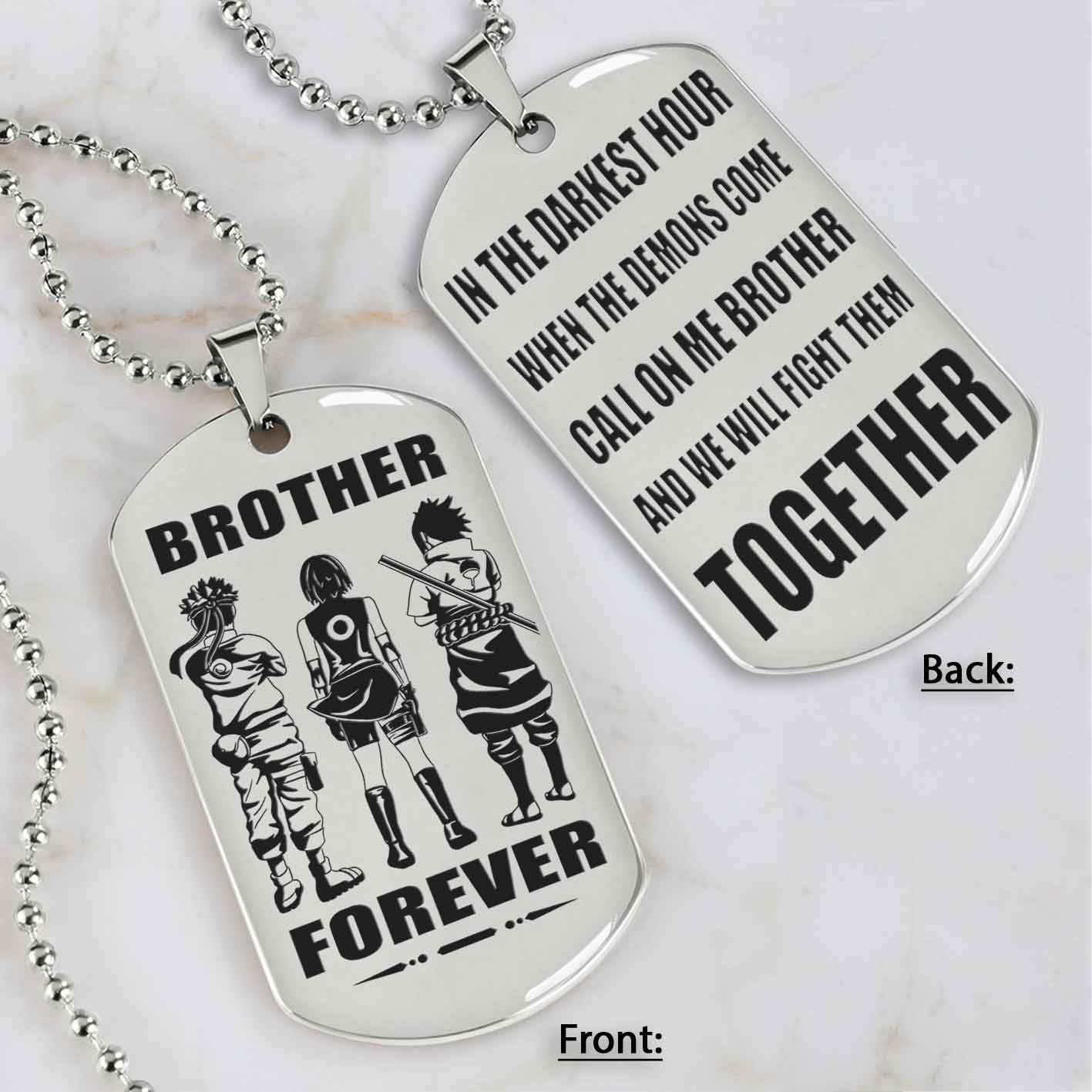 All Team engraved double sided dog tag call on me brother gift for brother dog tag for brother
