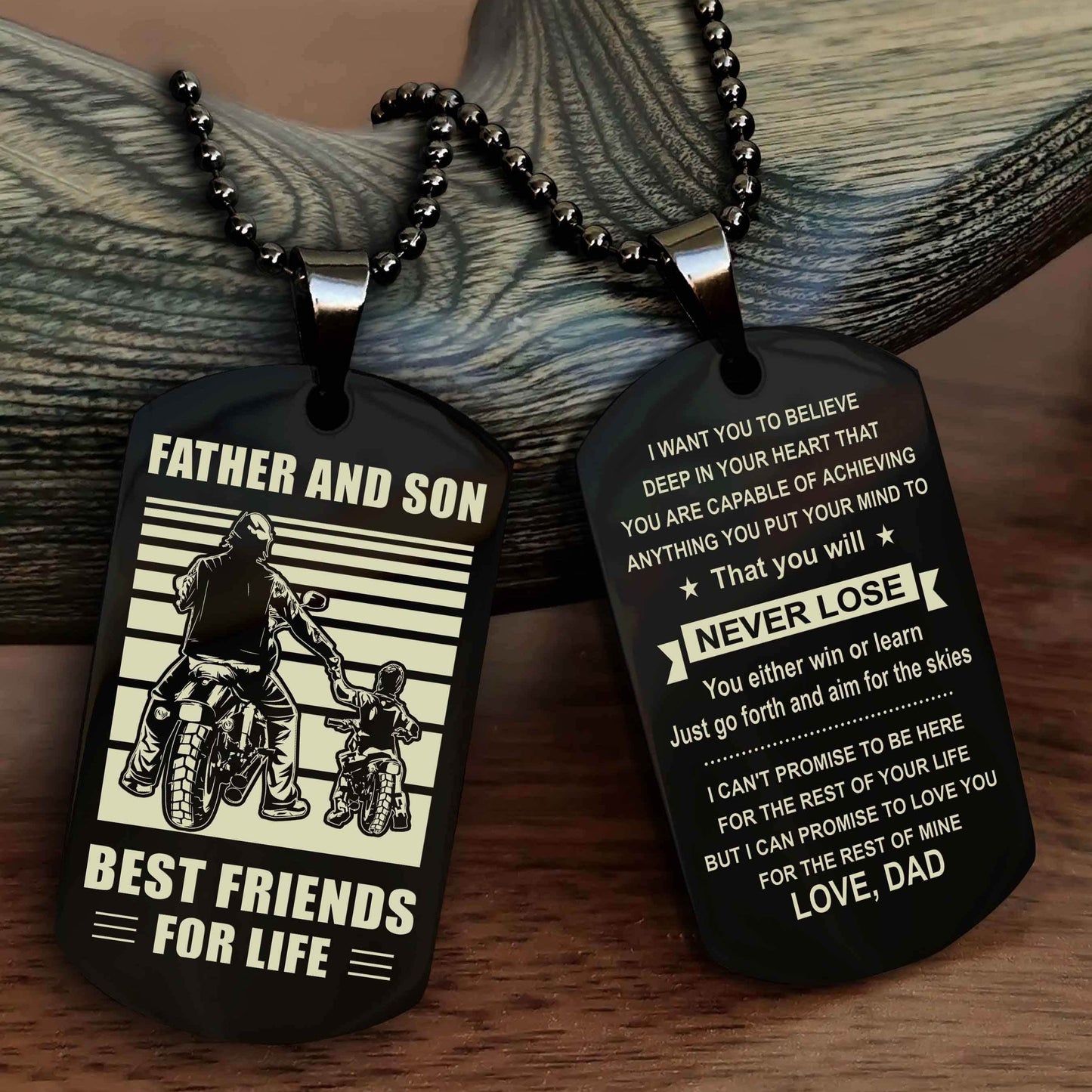 Cowboy Personalized Double Sided Dog Tag To My Son I Love You - You Will Never Lose You Either Win Or Learn From Dad To Son