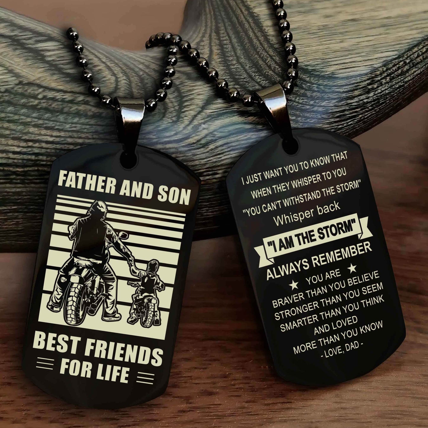 Cowboy Personalized Double Sided Dog Tag To My Son I Love You - Whisper Back I'm The Storm