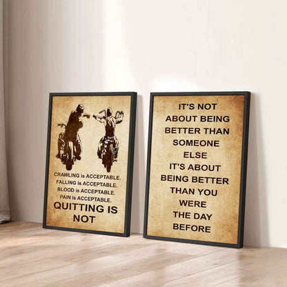 Combo 2 DRB Poster Canvas Quitting Is Not - It's Not About Being Better Than Someone Else It's About Being Better Than You Were The Day Before