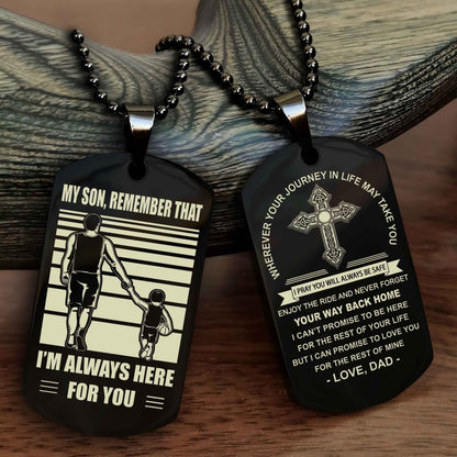 Knight Templar Cross Double Sided Dog Tag My Son Remember That - Gift For Son Enjoy The Ride Never Forget Your Way Back Home