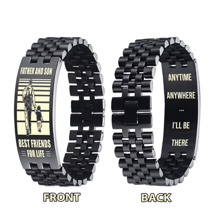 Samurai Be strong-Personalized Double Sided Bracelet Father And Son Best Friends For Life - Message on the back side