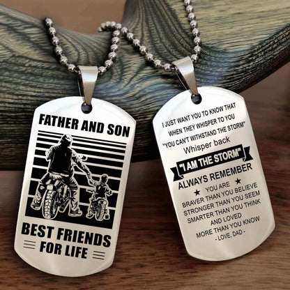 Cowboy Personalized Double Sided Dog Tag To My Son I Love You - Whisper Back I'm The Storm