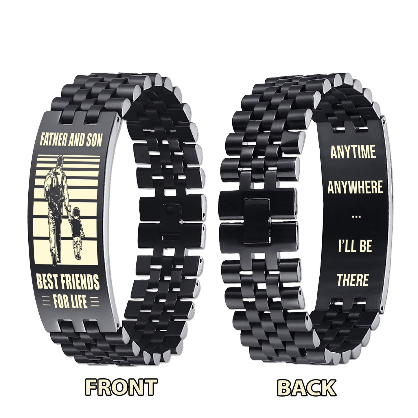 GK WBH WBH Personalized Double Sided Bracelet Father And Son Best Friends For Life - Message on the back side