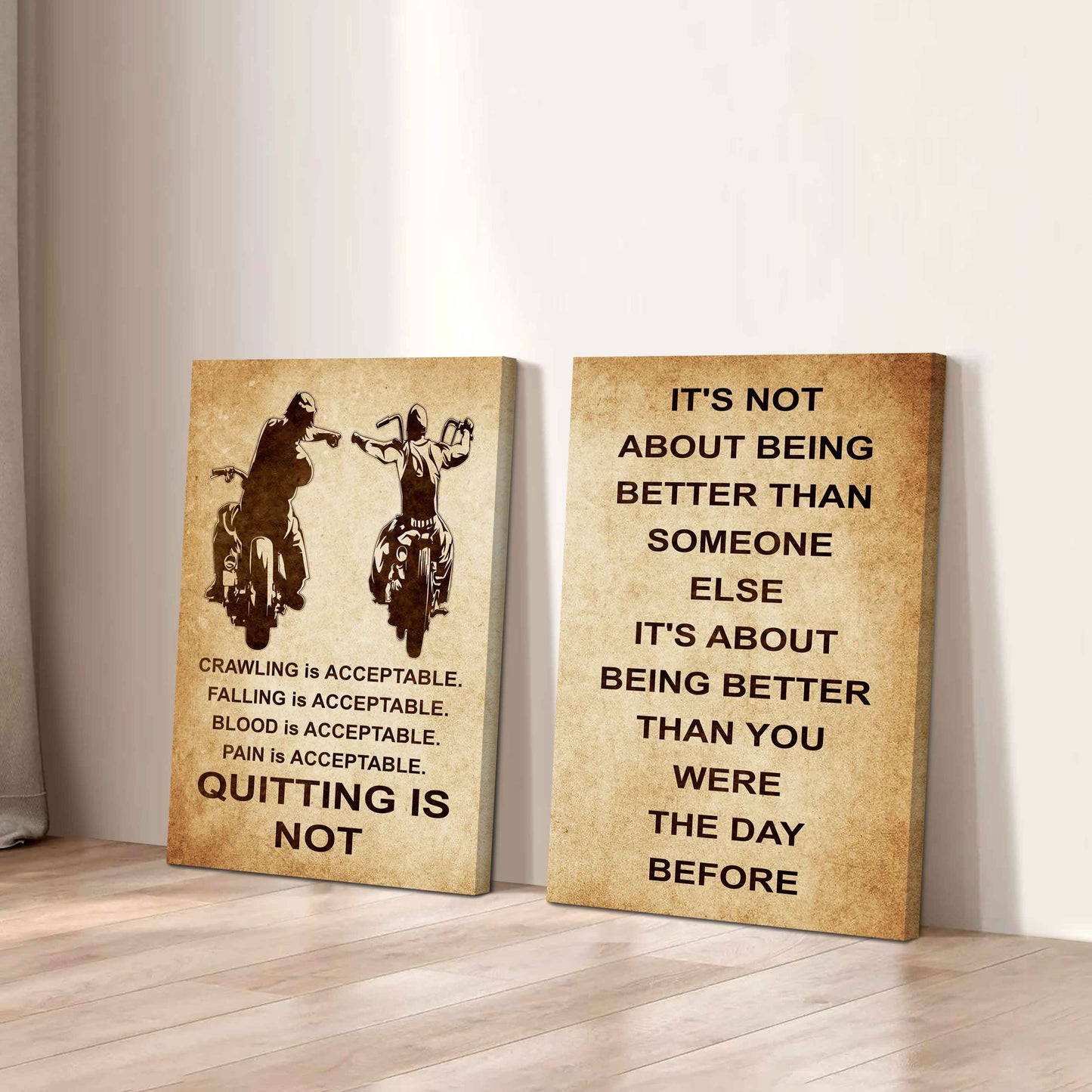 Combo 2 DRB Poster Canvas Quitting Is Not - It's Not About Being Better Than Someone Else It's About Being Better Than You Were The Day Before