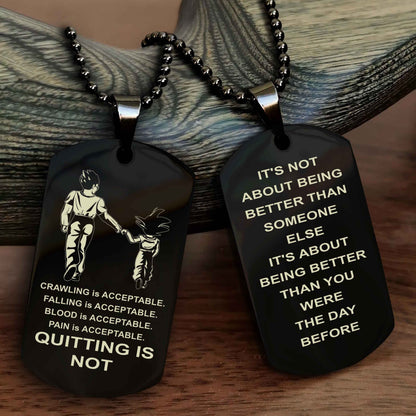 Spartan Double Sided Dog Tag Quiting Is Not It Is About Being Better Than You Were The Day Before