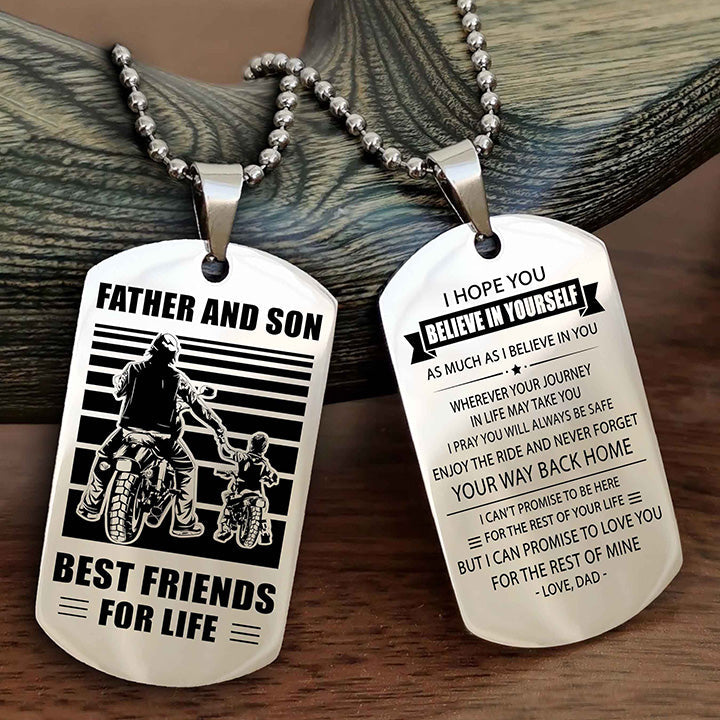 Viking Personalized Double Sided Dog Tag Black To My Son I Love You - Enjoy The Ride And Never Forget Your Way Back Home From