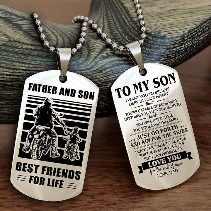 DRB Double Sided Dog Tag Father And Son Best Friend For Life - Gift For Son Just Go Forth And Aim For The Skies