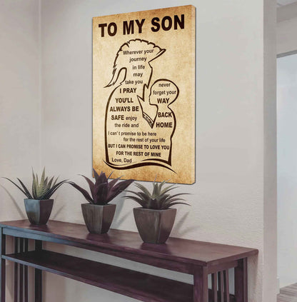 Personalized Family Poster Canvas Never Forget Your Way Back Home To My Son Gift From Dad Gift For Your Son