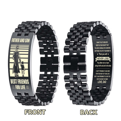 GK STO Personalized Double Sided Bracelet Father And Son Best Friends For Life - Message on the back side