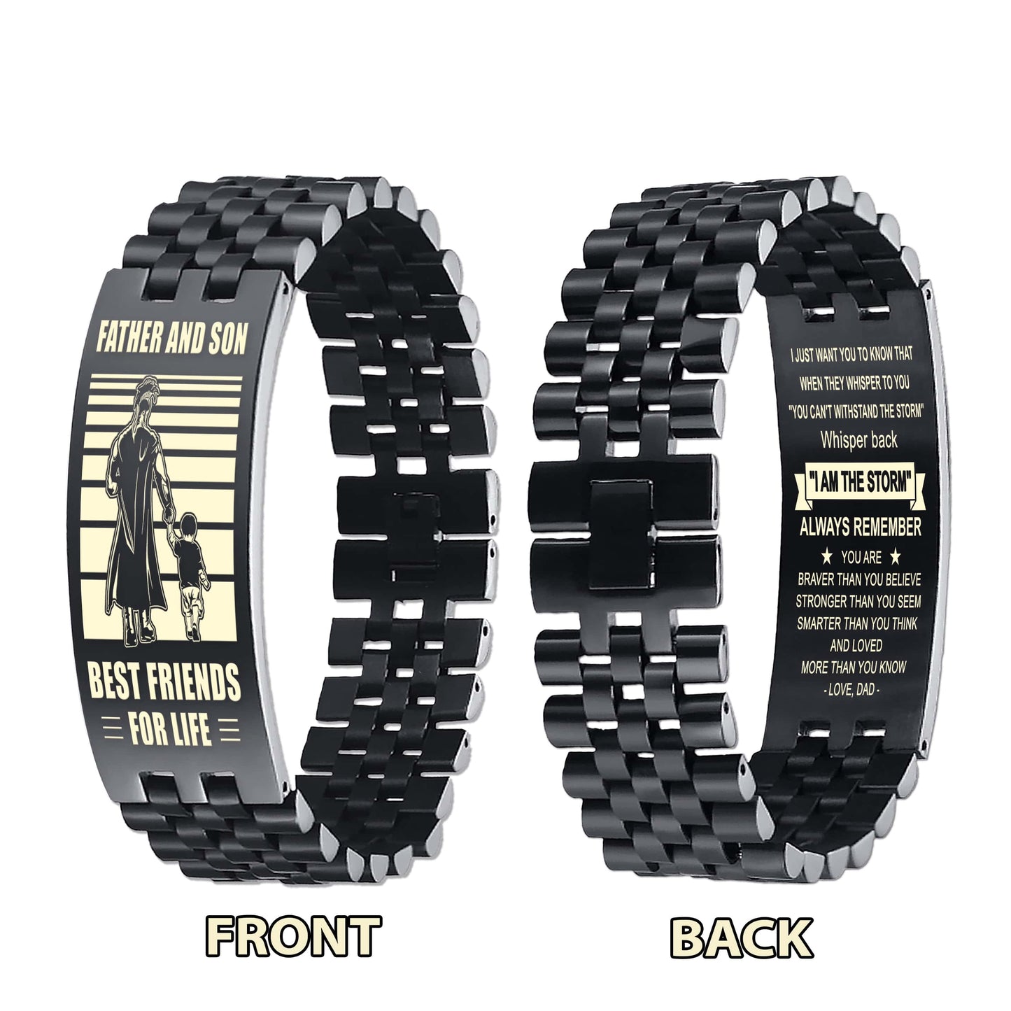 Viking STO Personalized Double Sided Bracelet Father And Son Best Friends For Life - Message on the back side