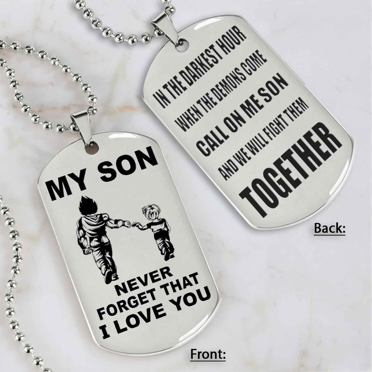 DRB Personalized Double Sided Dog Tag To My Son Never Forget That I Love You - Call On Me Son