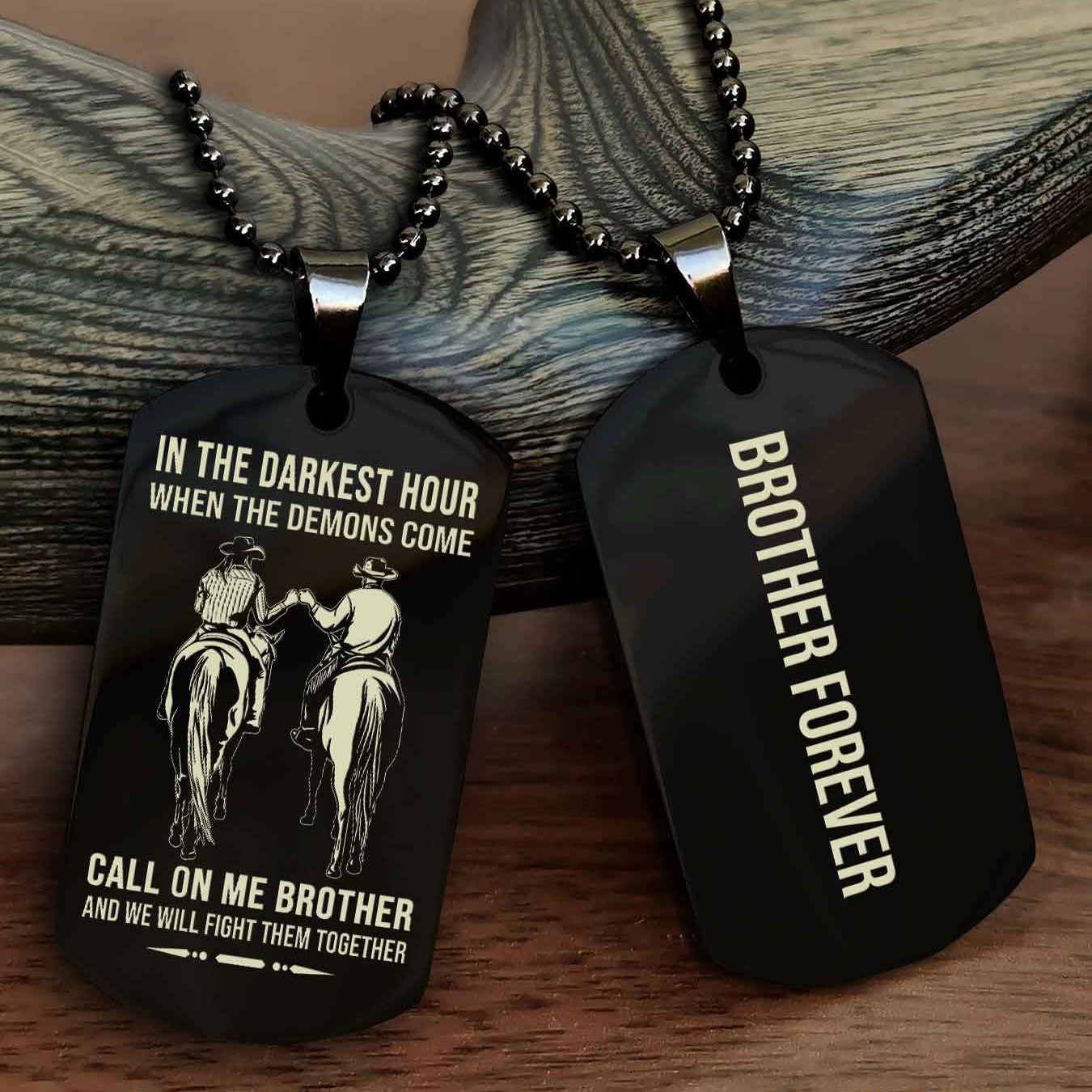Soldier Customizable engraved black dog tag double sided gift from brother, brother forevers