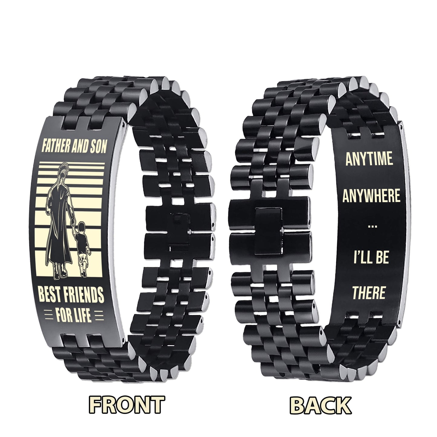 GK STO Personalized Double Sided Bracelet Father And Son Best Friends For Life - Message on the back side