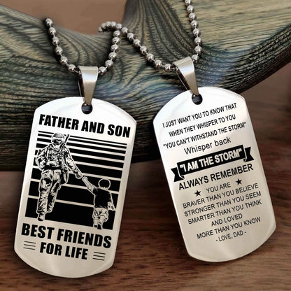 Viking Personalized Double Sided Dog Tag Silver To My Son I Love You - Whisper Back I'm The Storm