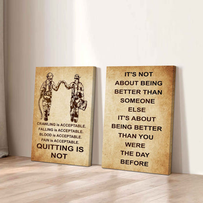 Combo 2 DRB Poster Canvas Quitting Is Not - It's Not About Being Better Than Someone Else It's About Being Better Than You Were The Day Before