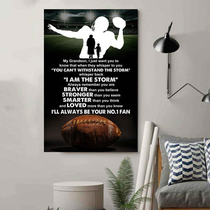 Sport Basketball Poster Canvas Grandma To Grandson - Whisper Back I Am The Storm I Will Always Your No 1 Fan