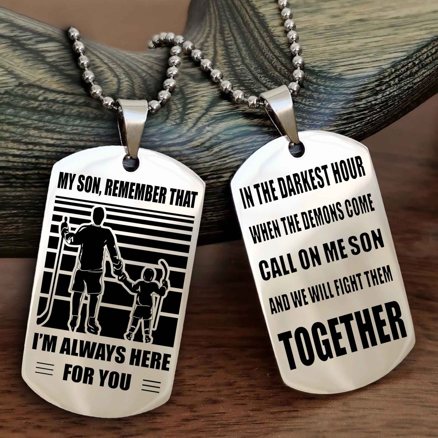 DRB Personalized Double Sided Dog Tag My Son Remember That I Will Always Here Call On Me Son And We Will Fight Them Together