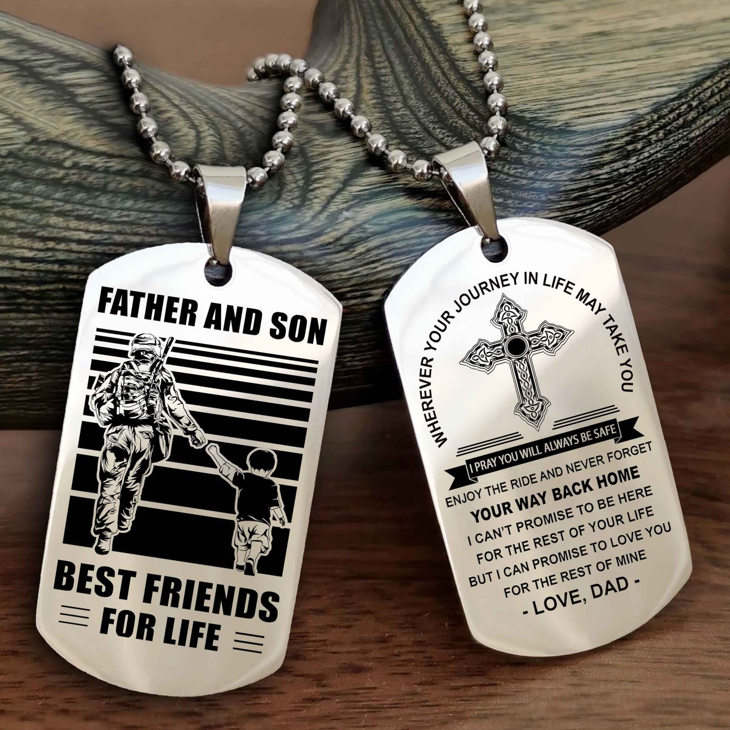 Knight Templar Cross Double Sided Dog Tag Father And Son Best Friend For Life - Gift For Son Never Forget Your Way Back Home